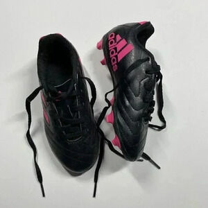 Adidas Youth Size 11 K Black & Pink Cleats Lace up